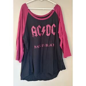 AC/DC Women's Pink and Black Top